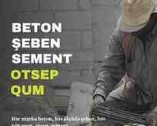 Atsep, qum, şeben, beton və sement sifarişi