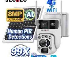 4G Sim kartlı Solar 360FHD Kamera 12MP, 4K+64GB