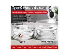 Type-C Micro USB Uzadıcı Kabel