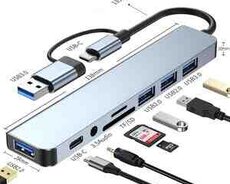 USB HUB 8-in-1  çoxfunksiyalı adapter