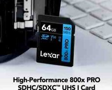 Yaddaş kartı Lexar 64GB High-Performance 800x PRO UHS-I SDXC Memory Card (BLUE Series)