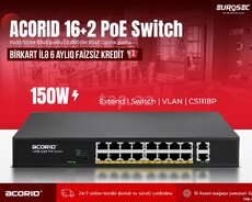 16-Portlu PoE Switch Acorid CS1118P