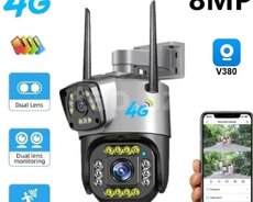 4G sim kartlı ptz 2 kamera 360 8mp 4K+64GB