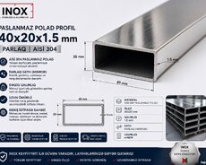 AISI 304 Paslanmaz Profil 40x20x1.5 mm | Parlaq (M