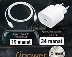 Apple 20w adapter başlığı və kabeli