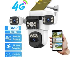 4G Sim kartlı Solar 360 FHD kamera 12MP 4K+64GB