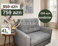 Yatağa çevrilən tək divan