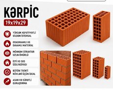 Kərpic – 19x19x29 - Yüksək keyfiyyətli gildən istehsal - Oda davamlı