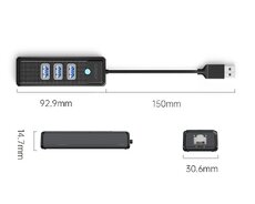 USB HUB  ORICO-PWCUR-C3-015-BK-EP 3-port Type-C