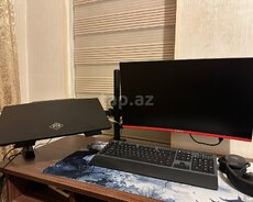 Monitor və noutbuk üçün ikili masa kronşteyni