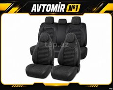 Universal avtomobil oturacaq üzlüyü  qara dəri və kətan