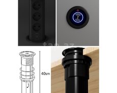 Floor Box sensor düyməli rozetka dəsti masa içi
