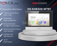 Hikvision DS-KH6320-WTE1 7 Düym Sensor IP Video Domofon Monitoru (Qara)