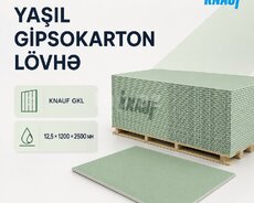 Knauf yaşıl alçıpan 12,5 mm  25001200 mm