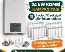24 kW Kombi və 4 Radiator