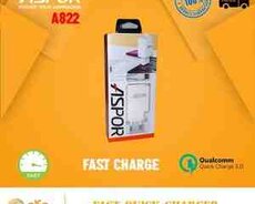 Adapter Aspor A822 (Type C Cable Qualcomm 3 Fast Charge)