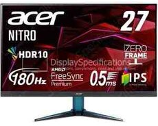 Acer Nitro Gaming Monitor 27 WQHD (2560 x 1440) IPS, 180Hz 0.5 GTG