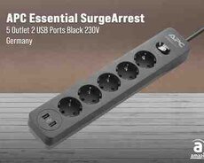 Elektrik uzadıcı APC Essential SurgeArrest 5 Outlet 2 USB Ports Black 230V