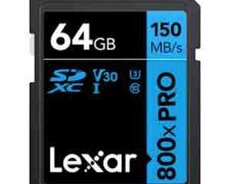 Yaddaş kartı Lexar 64GB 800x PRO UHS-I SDXC Memory Card (BLUE Series)