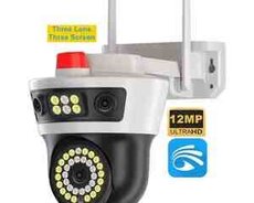 Simsiz Wifi ptz 3 kamera 360 8mp4K +64GB